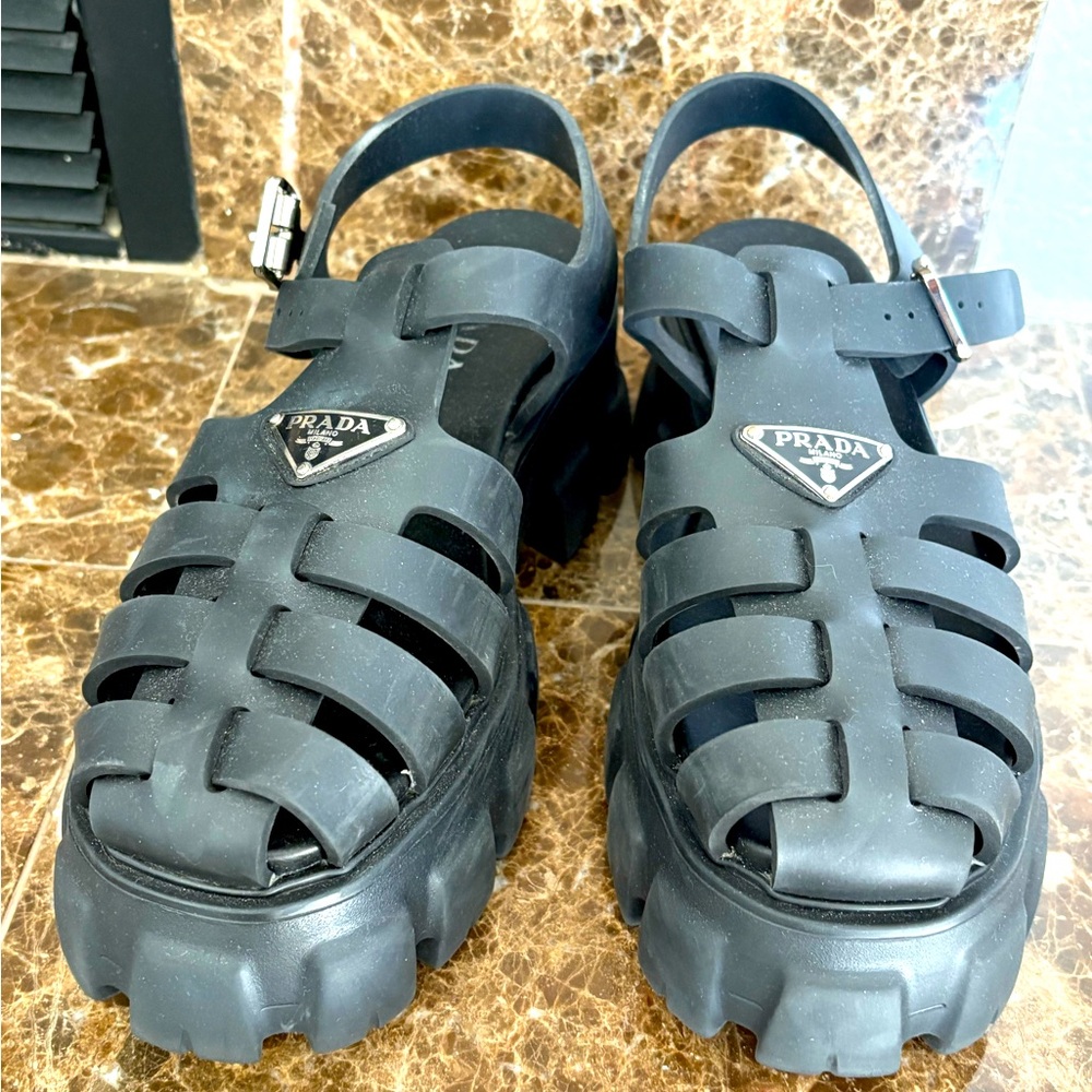 Prada Rubber Monolith Sandals
